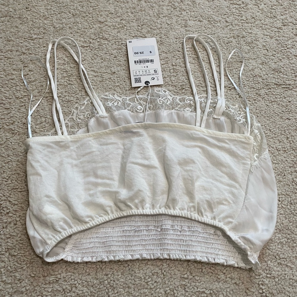 ZARA White Cropped Camisole NWT Size S - Picture 7 of 8